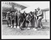 Groundbreaking ceremony outside of Joyner Library